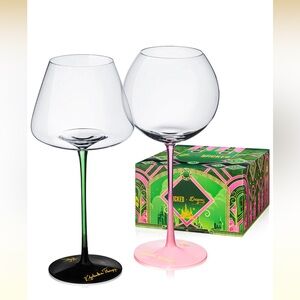 Wicked Dragon Wine Glass Set with Black and Pink Stems